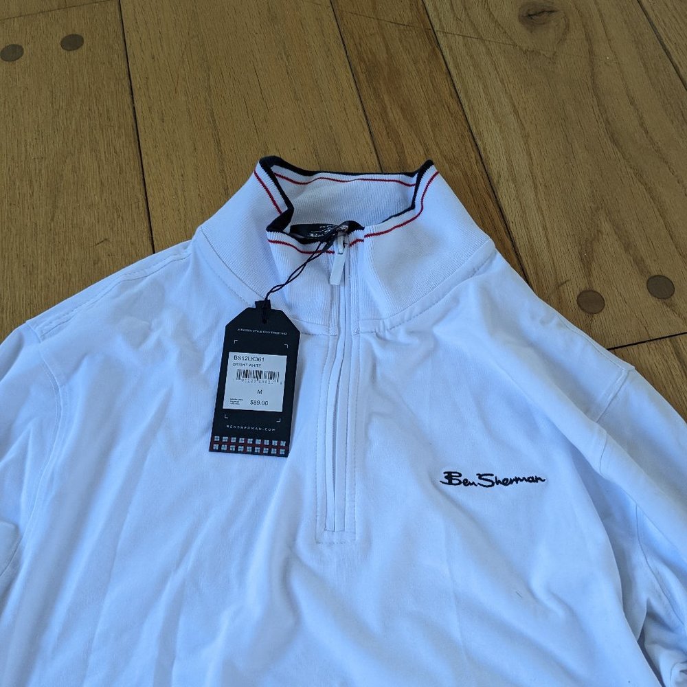 Ben Sherman White Quarter Zip Pull Over - M